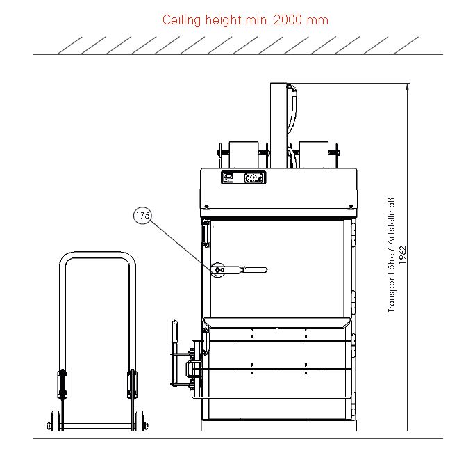 Vertical cardboard baler HSM V-Press 503 eco height