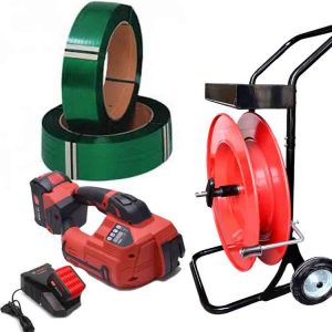 Páskovací sada ARGON 10-16mm PET/PP vč. baterie a nabíječky + PET páska 12mm - odvíjecí vozík